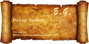 Balog Gedeon névjegykártya